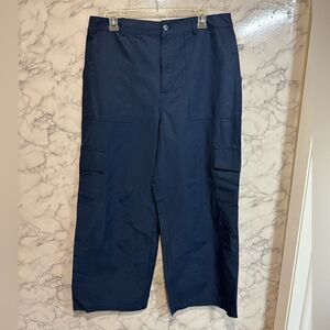 NEW Calvin Klein Jeans Wide Leg Navy Blue Cargo Pants Size 14